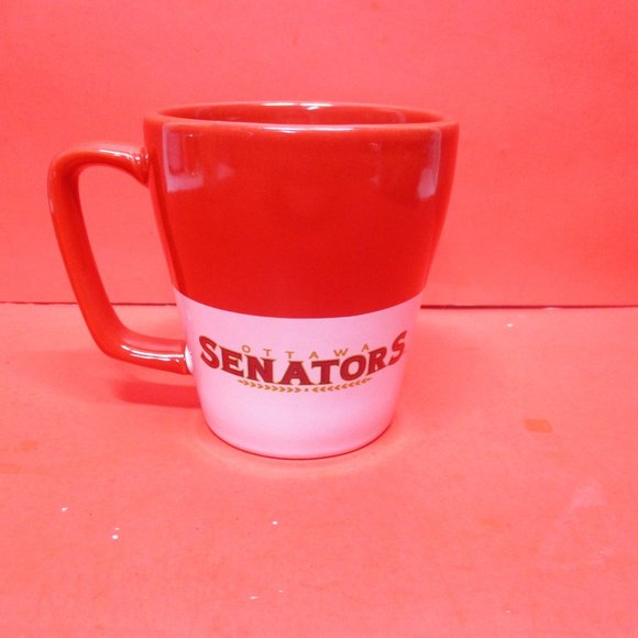 NHL Ottawa SENATORS Hockey Sport Red & White Embossed Coffee Tea Mug - Picture 3 of 6